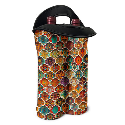 Ethnic Mandala Bohemian Pattern Print Double Neoprene Wine Tote
