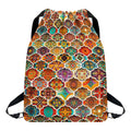 Ethnic Mandala Bohemian Pattern Print Drawstring Backpack