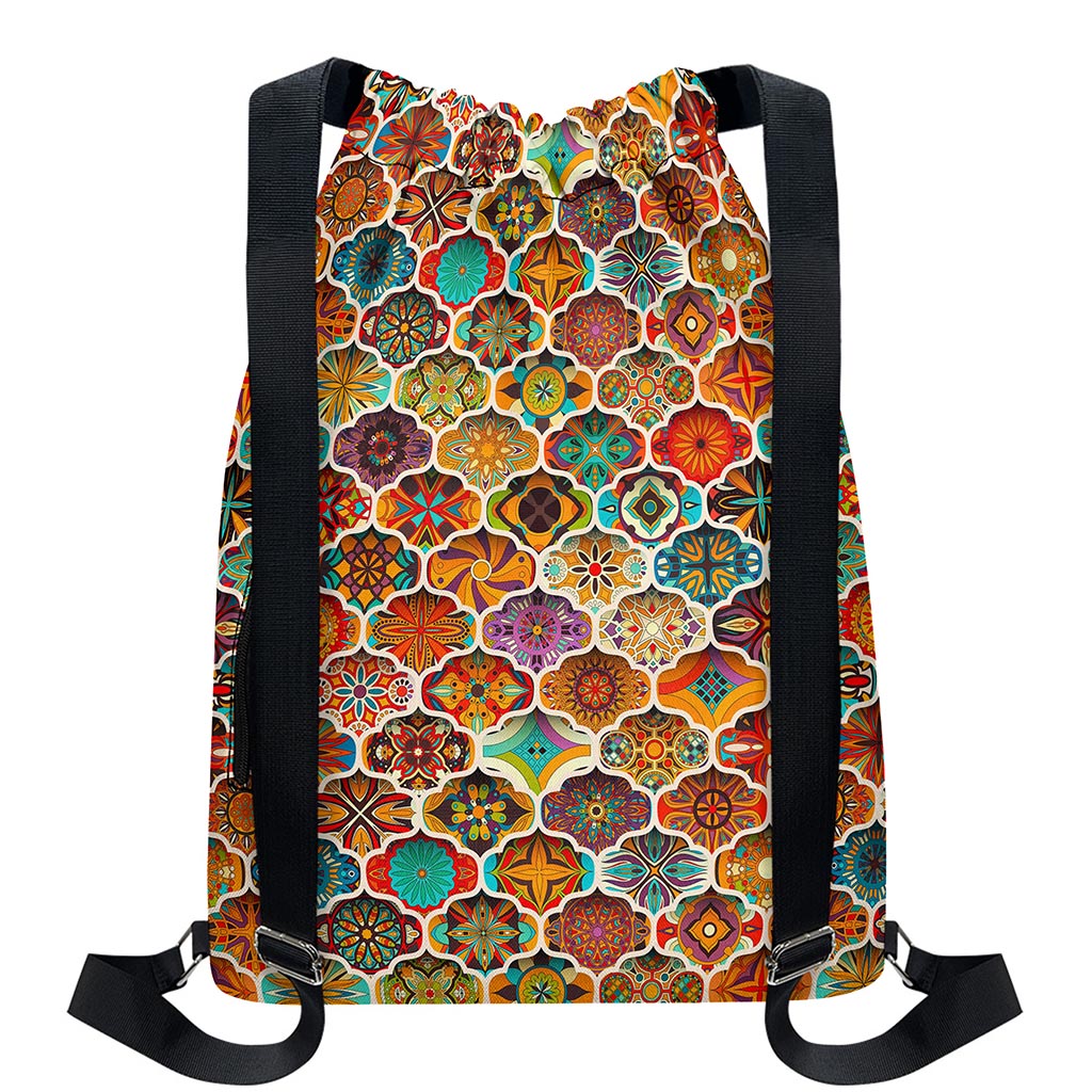Ethnic Mandala Bohemian Pattern Print Drawstring Backpack