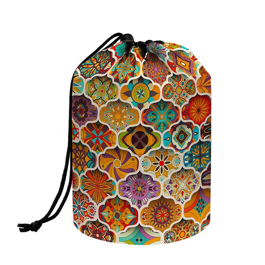 Ethnic Mandala Bohemian Pattern Print Drawstring Makeup Bag