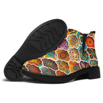 Ethnic Mandala Bohemian Pattern Print Flat Ankle Boots