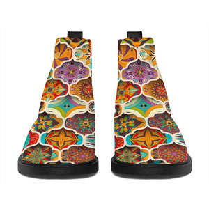 Ethnic Mandala Bohemian Pattern Print Flat Ankle Boots