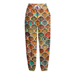 Ethnic Mandala Bohemian Pattern Print Fleece Lined Knit Pants