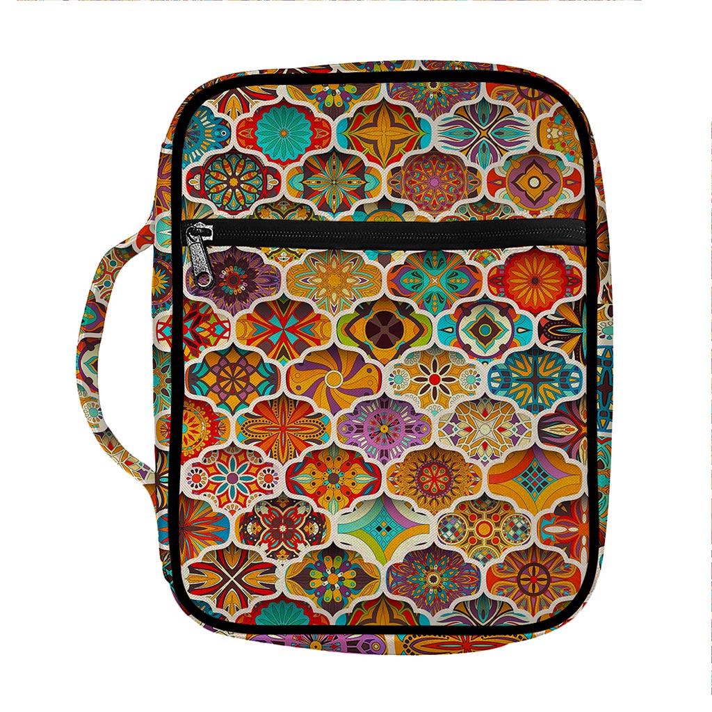 Ethnic Mandala Bohemian Pattern Print Front Pocket Bible Bag