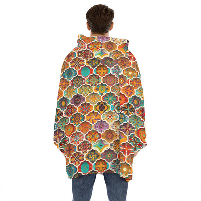 Ethnic Mandala Bohemian Pattern Print Hoodie Blanket