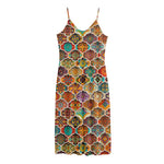 Ethnic Mandala Bohemian Pattern Print Jersey Midi Cami Dress