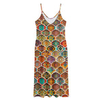 Ethnic Mandala Bohemian Pattern Print Jersey Midi Cami Dress