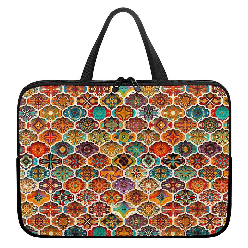 Ethnic Mandala Bohemian Pattern Print Laptop Sleeve With Handle