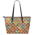 Ethnic Mandala Bohemian Pattern Print Leather Tote Bag With Zipper
