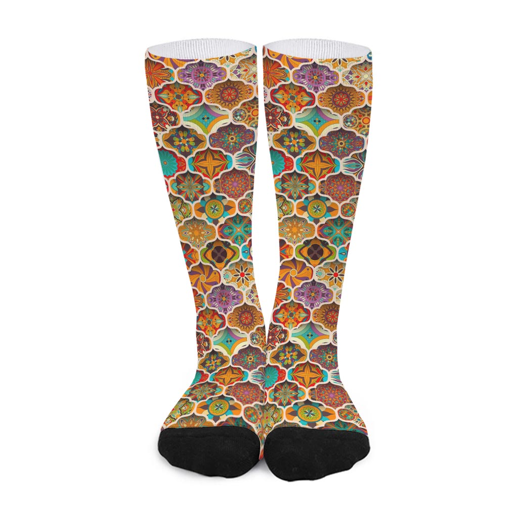 Ethnic Mandala Bohemian Pattern Print Long Socks