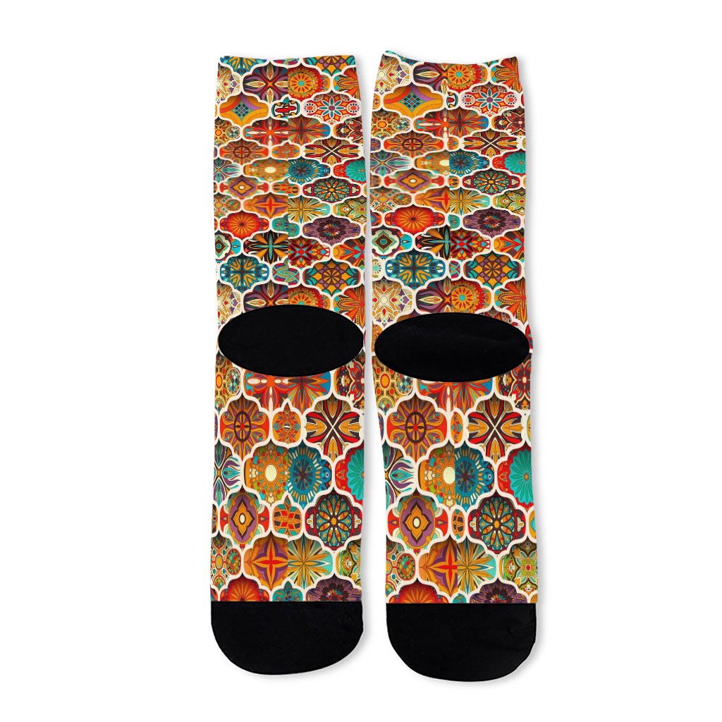 Ethnic Mandala Bohemian Pattern Print Long Socks