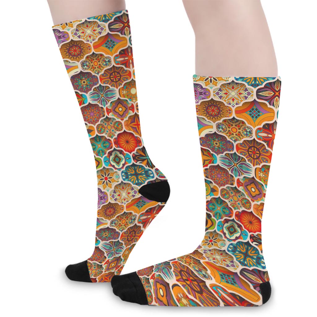 Ethnic Mandala Bohemian Pattern Print Long Socks