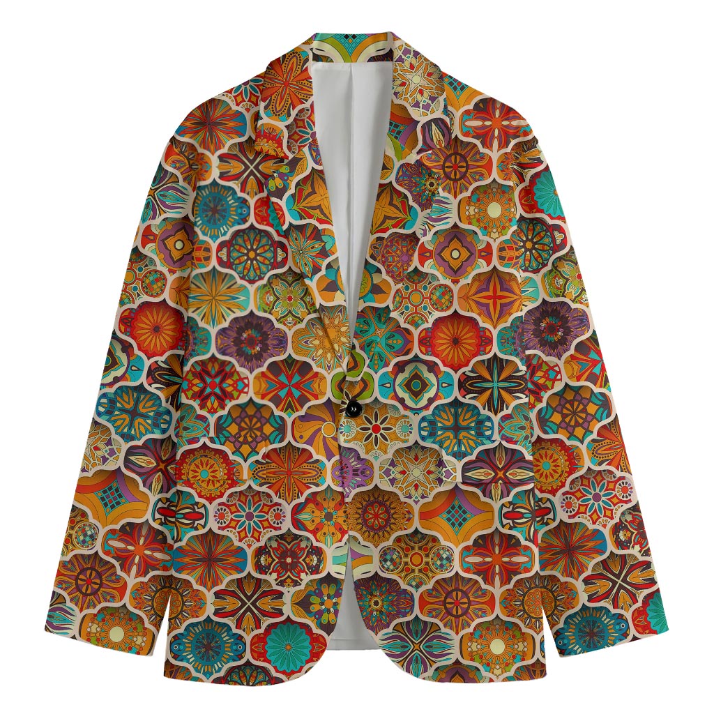 Ethnic Mandala Bohemian Pattern Print Men's Cotton Blazer