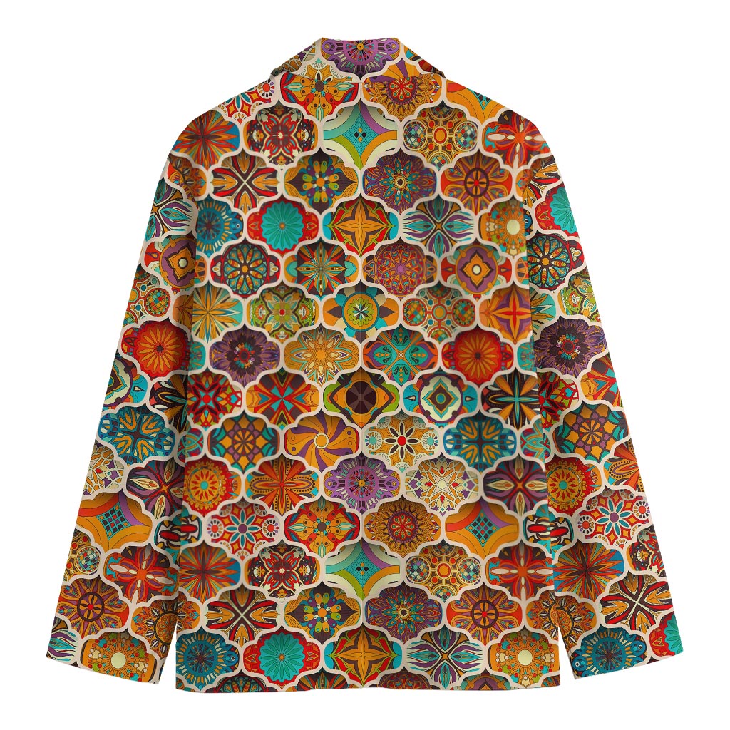 Ethnic Mandala Bohemian Pattern Print Men's Cotton Blazer