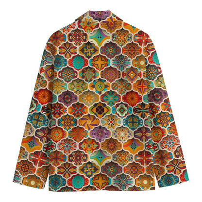 Ethnic Mandala Bohemian Pattern Print Men's Cotton Blazer