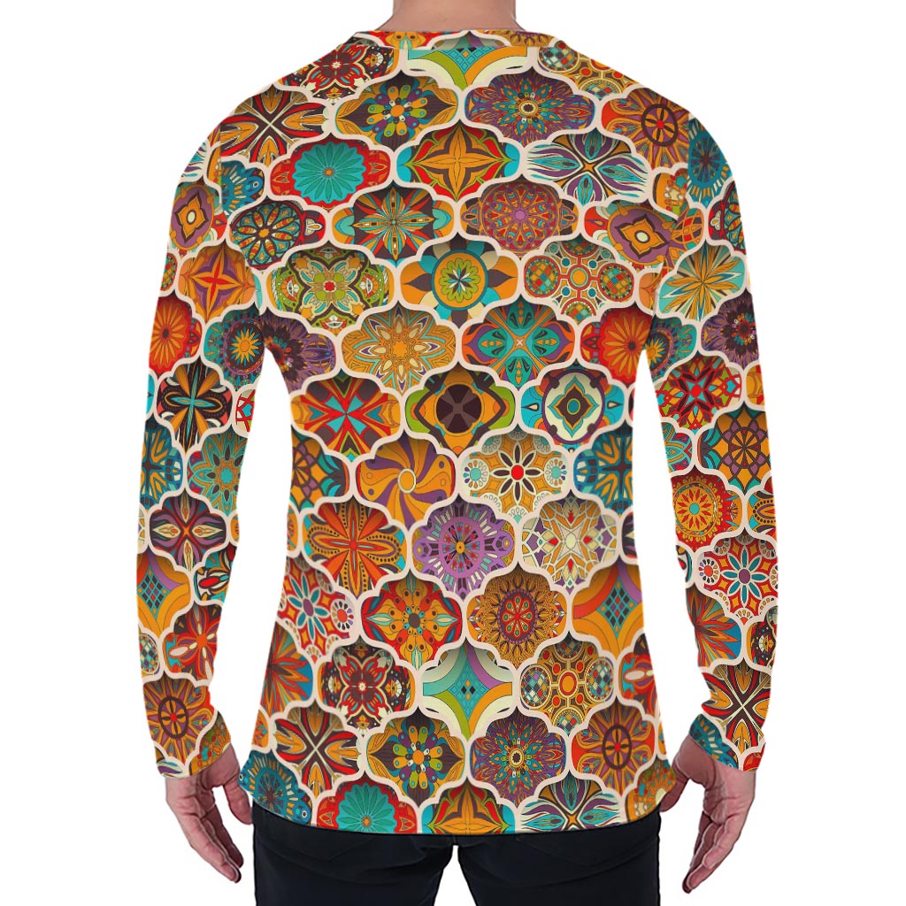 Ethnic Mandala Bohemian Pattern Print Men's Long Sleeve T-Shirt