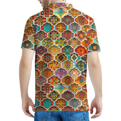 Ethnic Mandala Bohemian Pattern Print Men's Polo Shirt