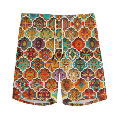 Ethnic Mandala Bohemian Pattern Print Men's Sports Shorts