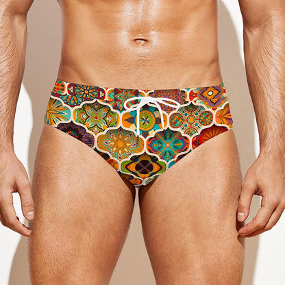 Ethnic Mandala Bohemian Pattern Print Men's Swim Briefs