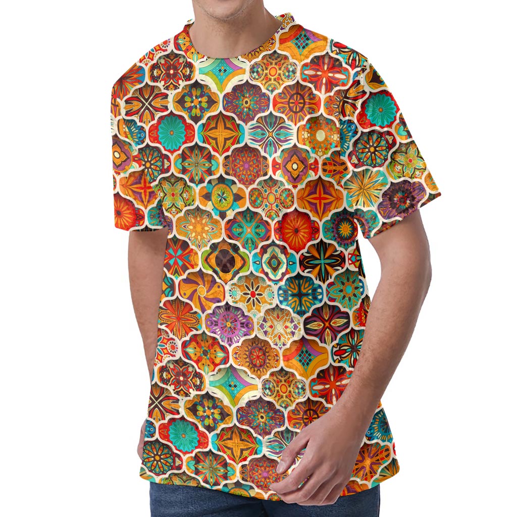 Ethnic Mandala Bohemian Pattern Print Men's Velvet T-Shirt