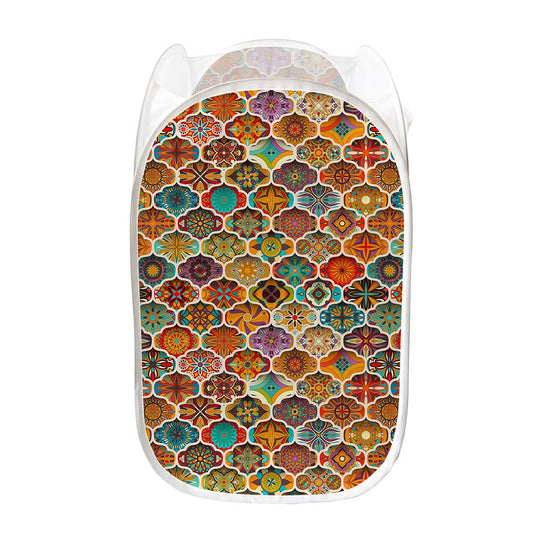 Ethnic Mandala Bohemian Pattern Print Mesh Laundry Hamper