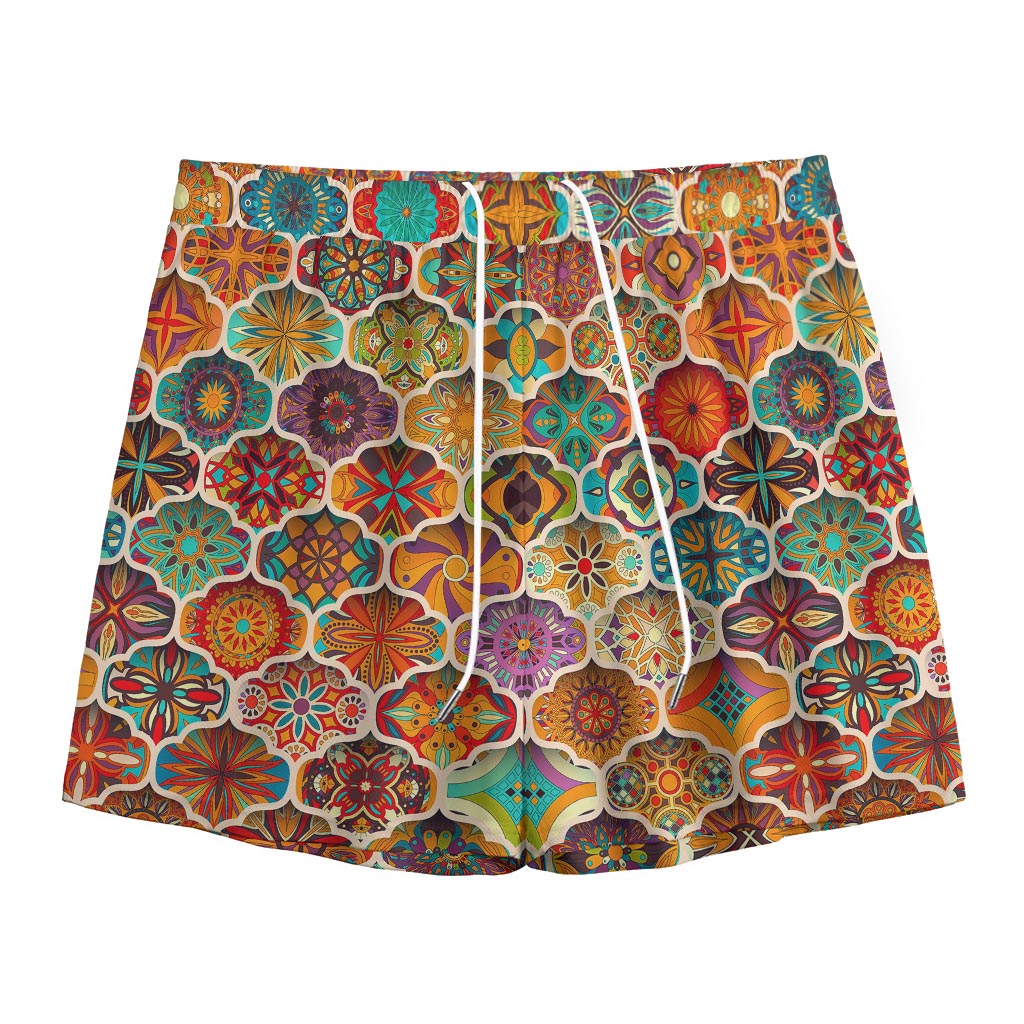 Ethnic Mandala Bohemian Pattern Print Mesh Shorts