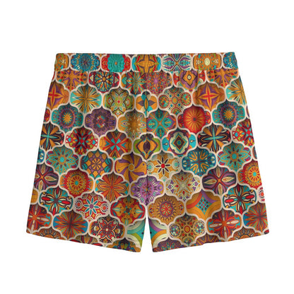 Ethnic Mandala Bohemian Pattern Print Mesh Shorts