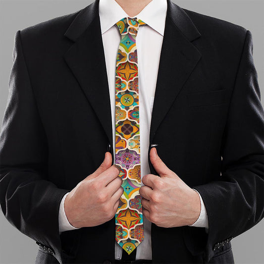 Ethnic Mandala Bohemian Pattern Print Necktie