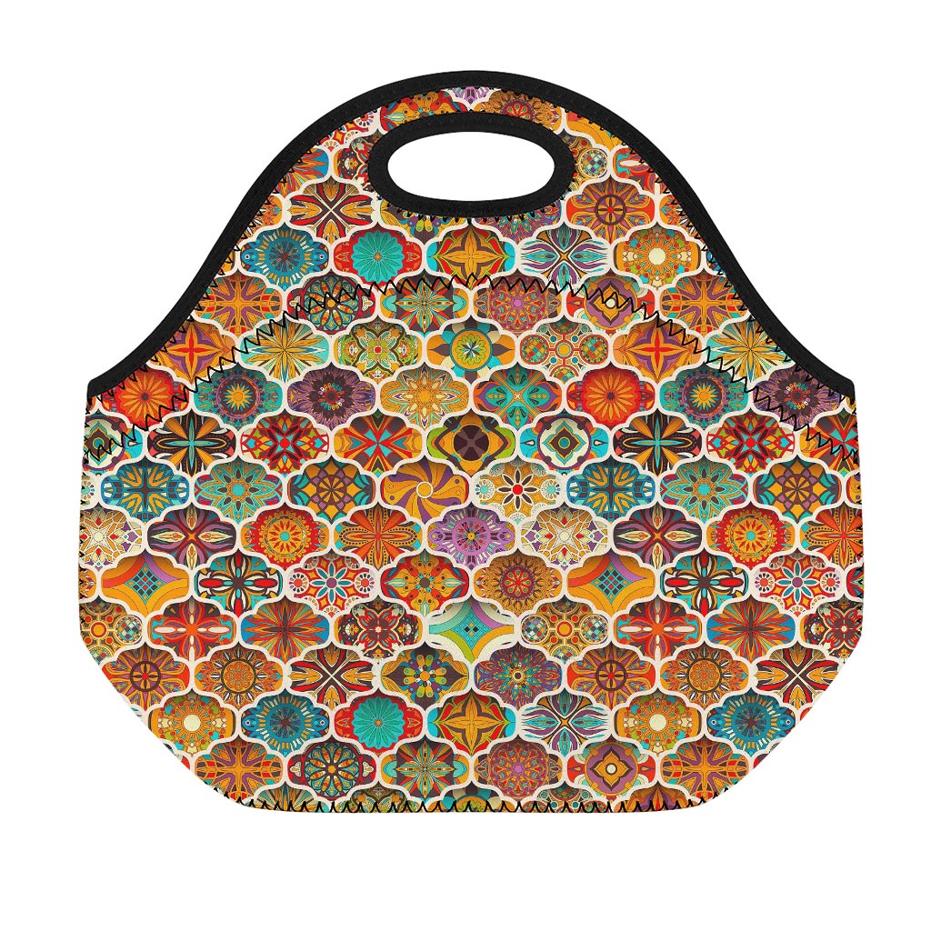 Ethnic Mandala Bohemian Pattern Print Neoprene Lunch Bag