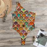 Ethnic Mandala Bohemian Pattern Print One Shoulder Bodysuit