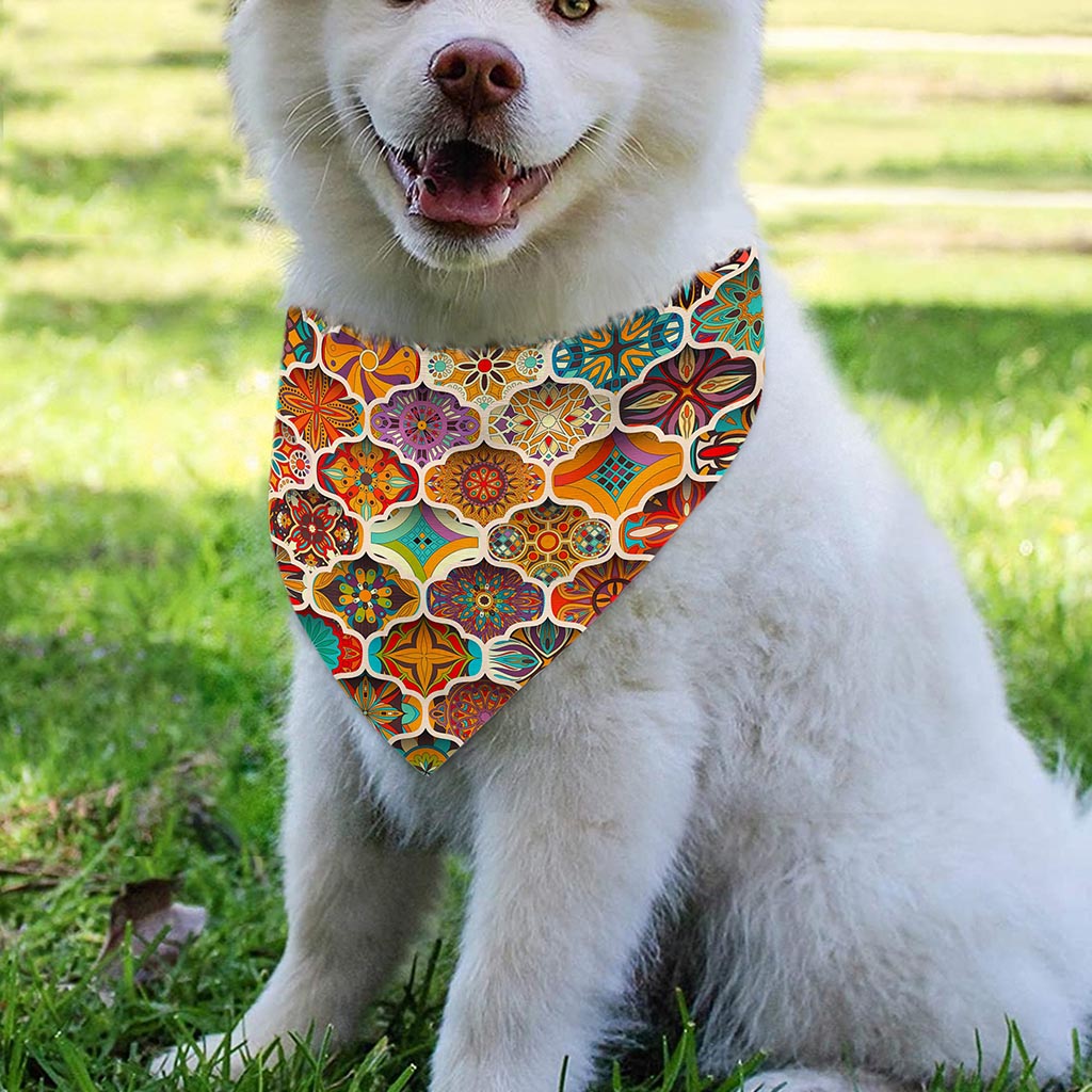 Ethnic Mandala Bohemian Pattern Print Over The Collar Dog Bandana
