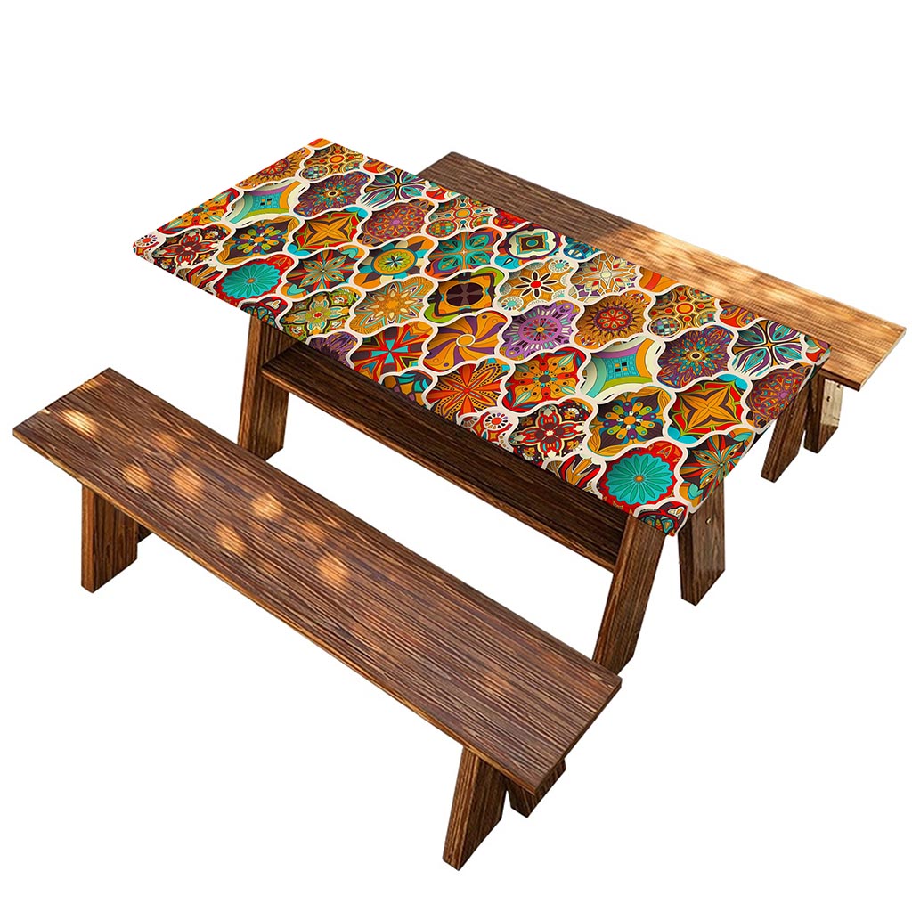 Ethnic Mandala Bohemian Pattern Print Picnic Table Cover
