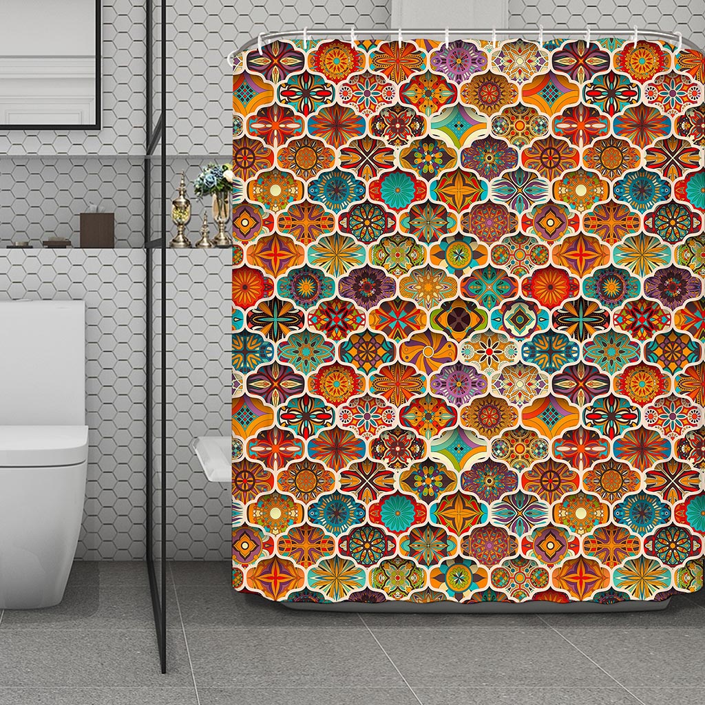 Ethnic Mandala Bohemian Pattern Print Polyester Shower Curtain