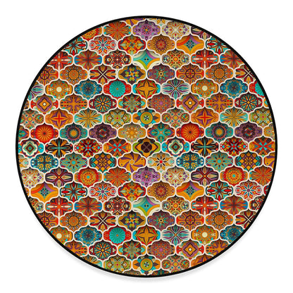 Ethnic Mandala Bohemian Pattern Print Round Floor Mat