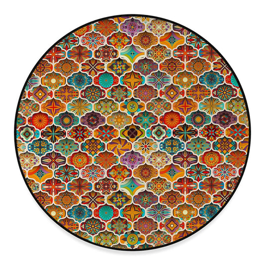 Ethnic Mandala Bohemian Pattern Print Round Floor Mat