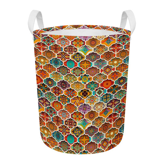 Ethnic Mandala Bohemian Pattern Print Round Laundry Basket