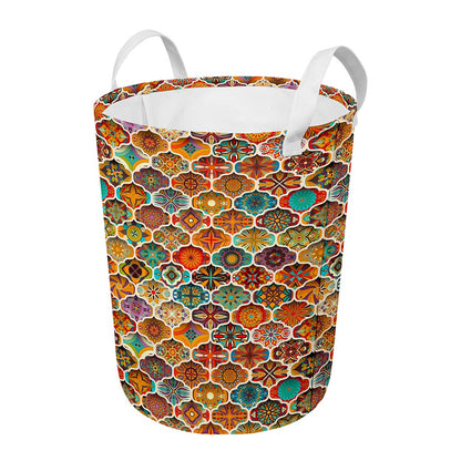 Ethnic Mandala Bohemian Pattern Print Round Laundry Basket