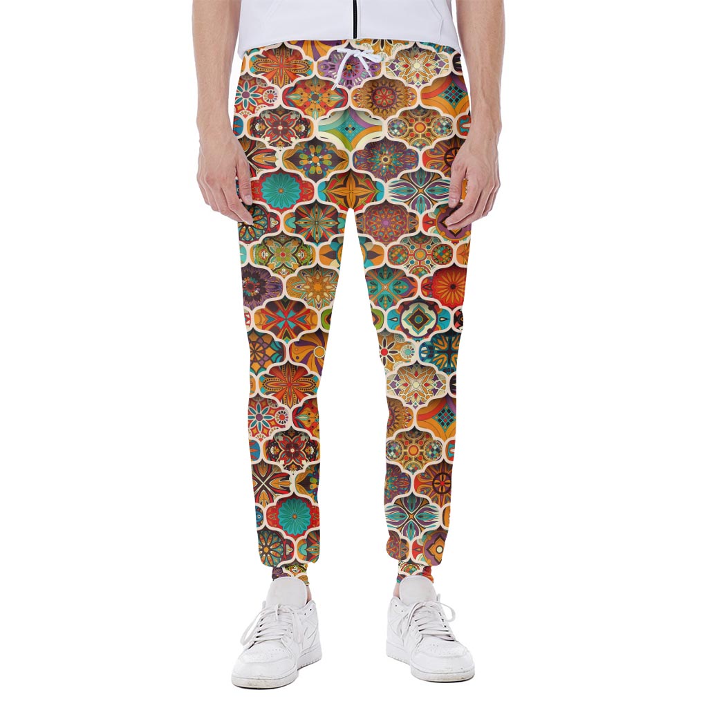 Ethnic Mandala Bohemian Pattern Print Scuba Joggers