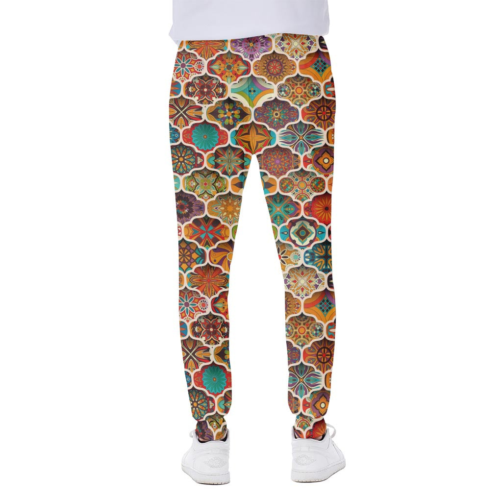 Ethnic Mandala Bohemian Pattern Print Scuba Joggers