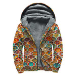 Ethnic Mandala Bohemian Pattern Print Sherpa Lined Zip Up Hoodie