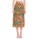 Ethnic Mandala Bohemian Pattern Print Side Slit Midi Skirt