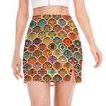Ethnic Mandala Bohemian Pattern Print Side Slit Mini Skirt