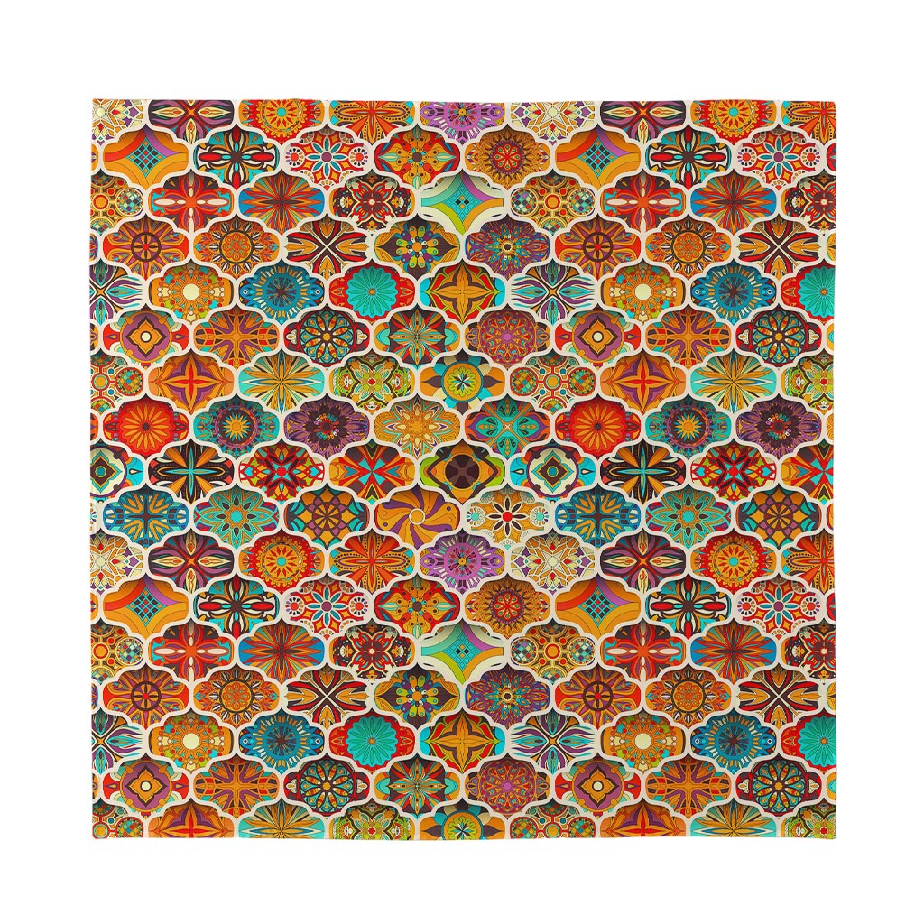 Ethnic Mandala Bohemian Pattern Print Silk Bandana