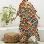 Ethnic Mandala Bohemian Pattern Print Silk V-Neck Kaftan Dress