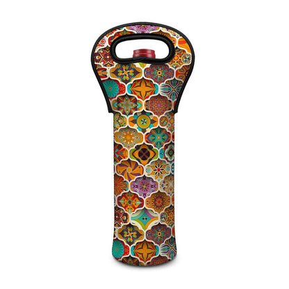 Ethnic Mandala Bohemian Pattern Print Single Neoprene Wine Tote
