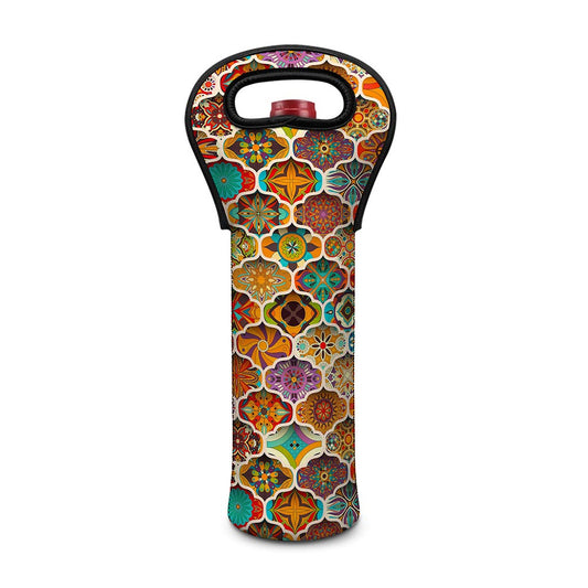 Ethnic Mandala Bohemian Pattern Print Single Neoprene Wine Tote