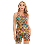 Ethnic Mandala Bohemian Pattern Print Sleeveless One Piece Swimsuit