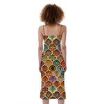 Ethnic Mandala Bohemian Pattern Print Slim Fit Midi Cami Dress