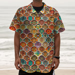 Ethnic Mandala Bohemian Pattern Print Textured Short Sleeve Shirt