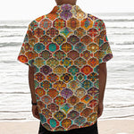Ethnic Mandala Bohemian Pattern Print Textured Short Sleeve Shirt
